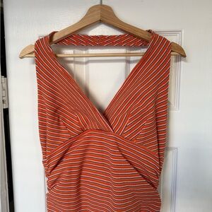Anthropologie Orange and White Backless Dress